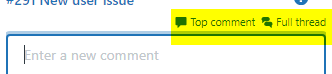The quick links above the comment text box