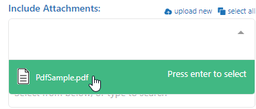 The Include Attachments drop-down