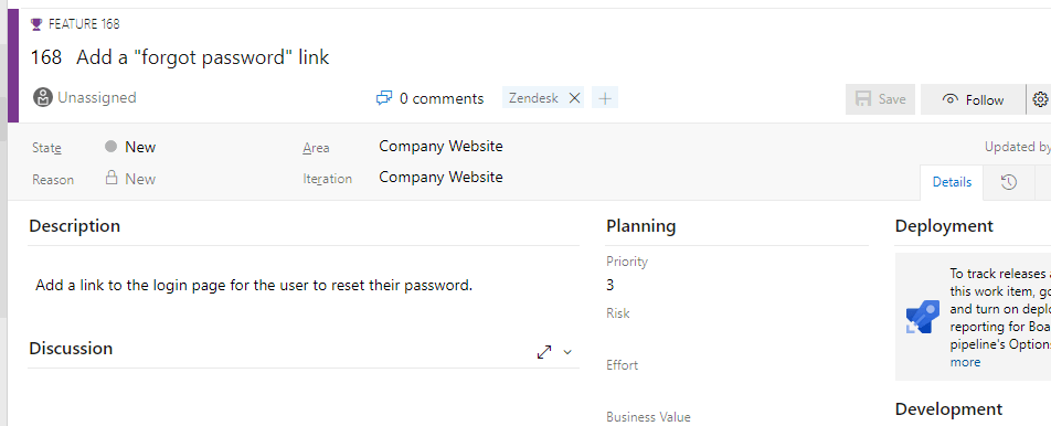 An Azure DevOps work item