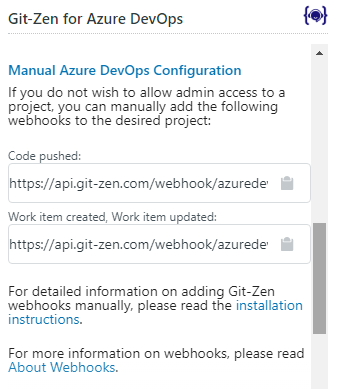 The Manual Azure DevOps Configuration section