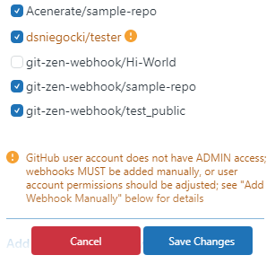 The list of GitHub repositories