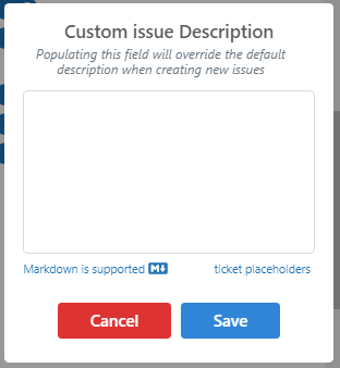 The custom default title and description editor
