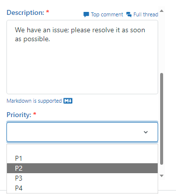 A required picker on the new issue form