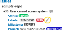 The pencil icon next to the issue labels