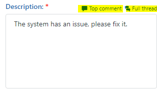 The quick links above the description field