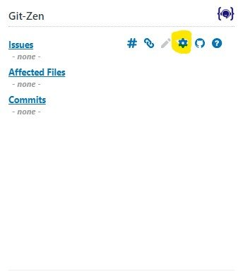 The Settings button on the Git-Zen menu bar