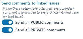 The Send comments to linked issues options