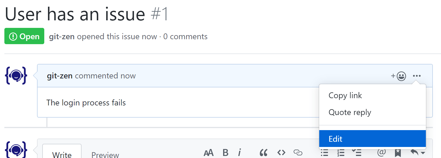 The Edit option