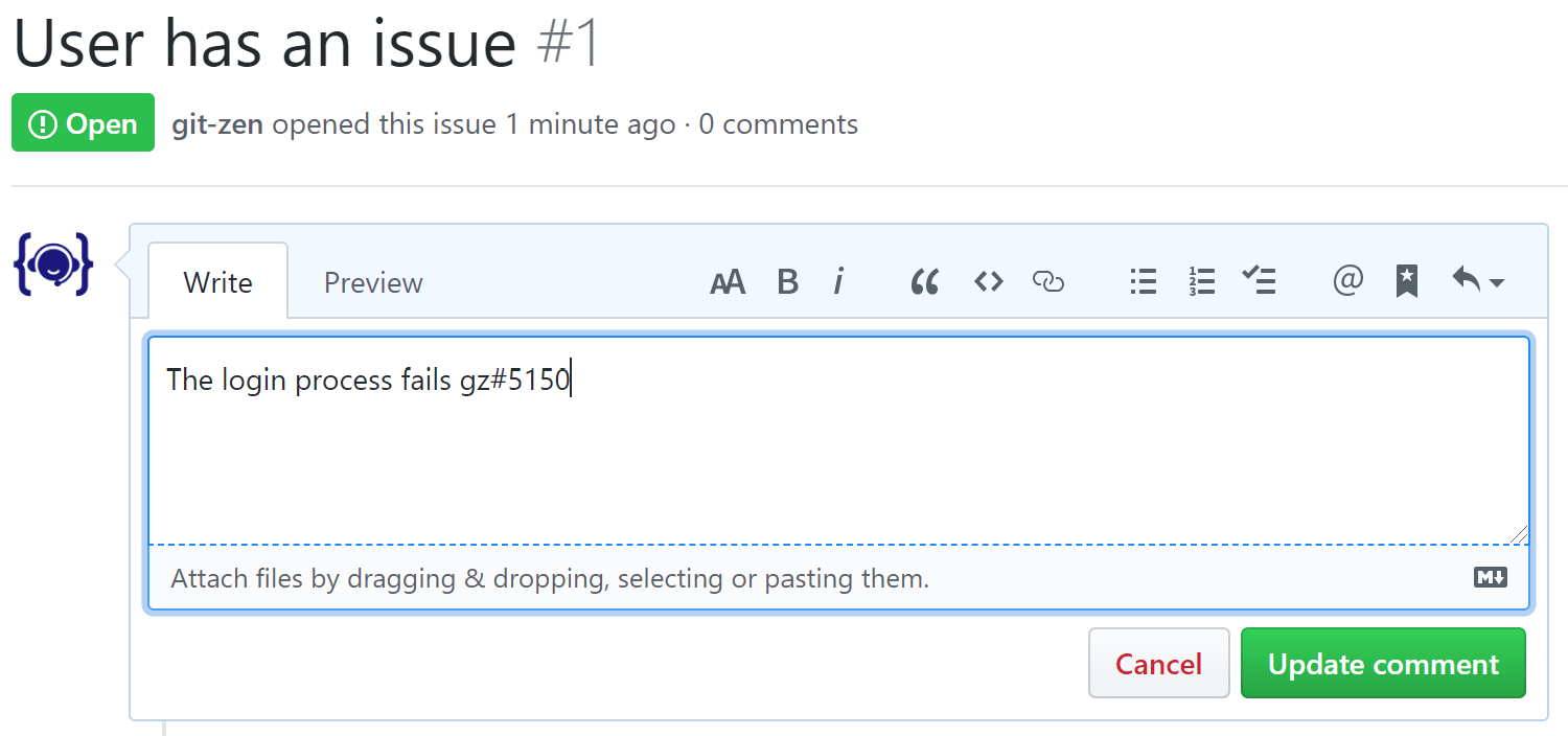 A reference tag in a GitHub issue description