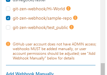 A yellow exclamation point next to a repository