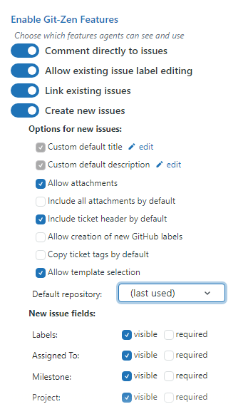 The enable features setting