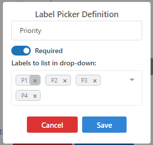 A picker defined for a Priority field