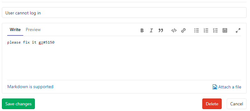 A reference tag in a GitLab issue description