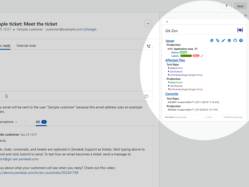 Git-Zen for Azure DevOps integration dashboard showing work item management